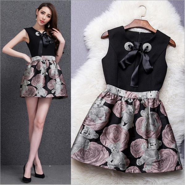 Sexy Net Yarn Stitching Round Neck Sleeveless Dress on Luulla